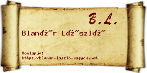Blanár László névjegykártya